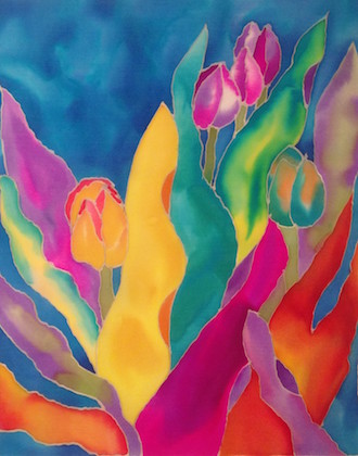 Silk Painting, Biltmore Tulips